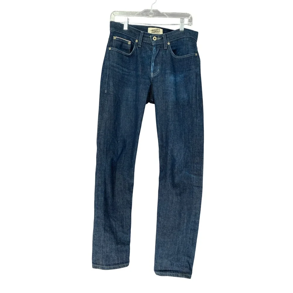 Naked & Famous Weird Guy Indigo Selvedge Blue Jeans Mens Size 29 Japanese Denim